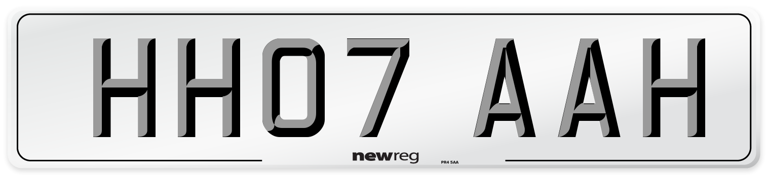 HH07 AAH Number Plate from New Reg